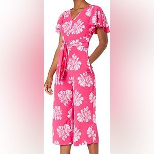 NWT Tahari Hot Pink Floral Jumpsuit
